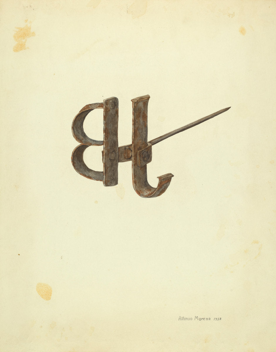 Branding Iron by Alfonso Moreno (American, active c. 1935), 16X12"(A3)Poster Print