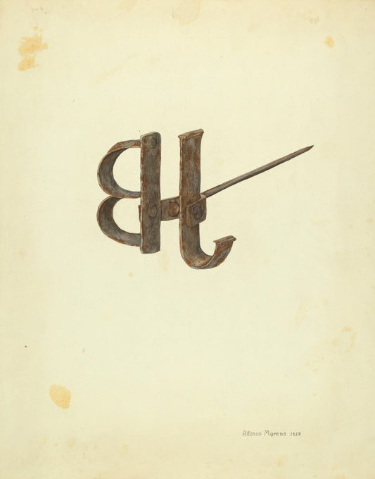 Branding Iron by Alfonso Moreno (American, active c. 1935), 16X12"(A3)Poster Print