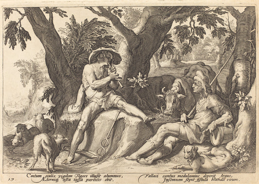Mercury Putting Argus to Sleep by Workshop of Hendrick Goltzius, after Hendrick Goltzius (Flemish, 1574/1575 - after 1655), 16X12"(A3)Poster Print