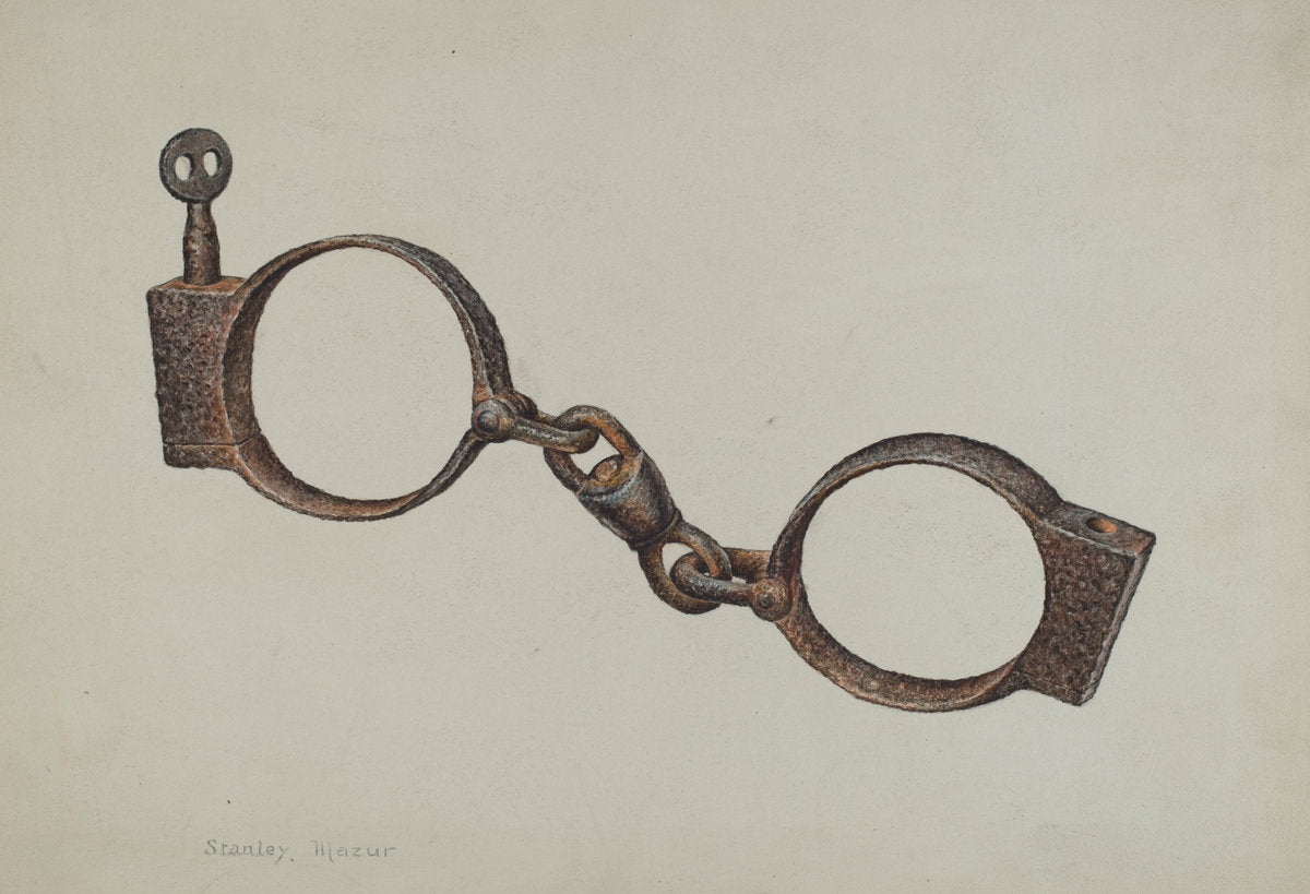 Slave Handcuffs by Stanley Mazur (American, active c. 1935), 16X12"(A3)Poster Print