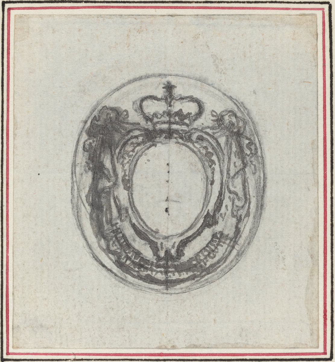Armorial Cartouche with Crown and Swags by Hubert François Gravelot (French, 1699 - 1773), 16X12"(A3)Poster Print