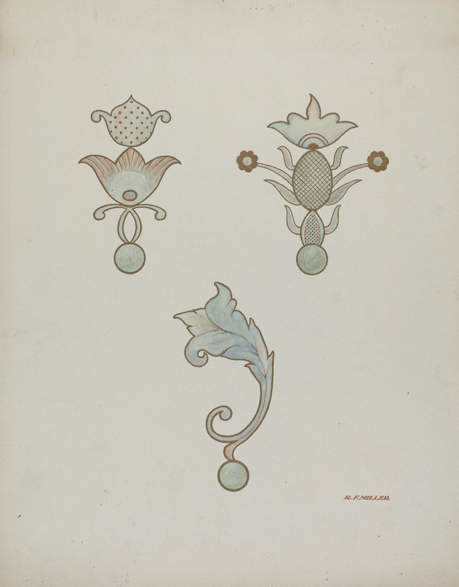 Painted Ceiling Decorations by Randolph F. Miller (American, active c. 1935), 16X12"(A3)Poster Print