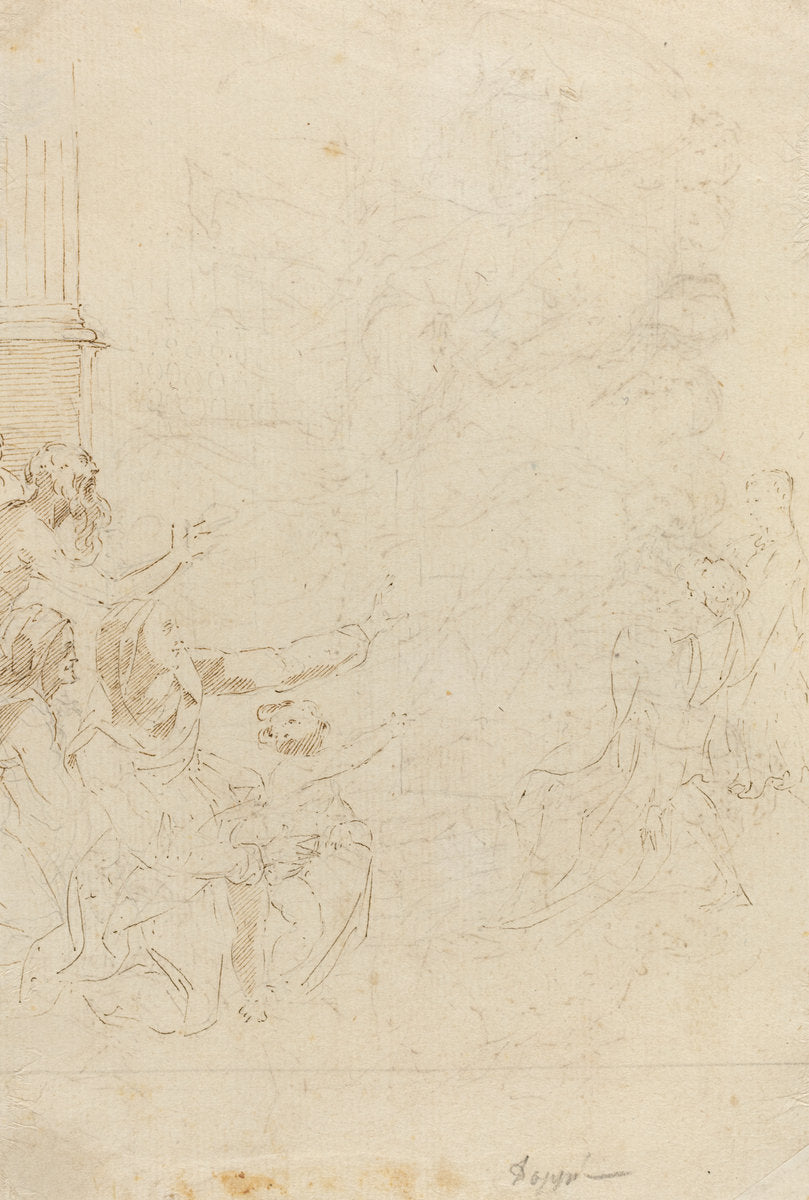 Seven Figures Witnessing an Ascension [verso] by Attributed to Donato Creti (Bolognese, 1671 - 1749), 16X12"(A3)Poster Print