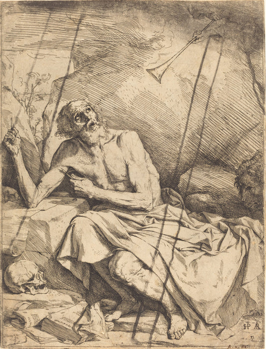 Saint Jerome Hearing the Trumpet of the Last Judgment by Jusepe de Ribera (Spanish, 1591 - 1652), 16X12"(A3)Poster Print