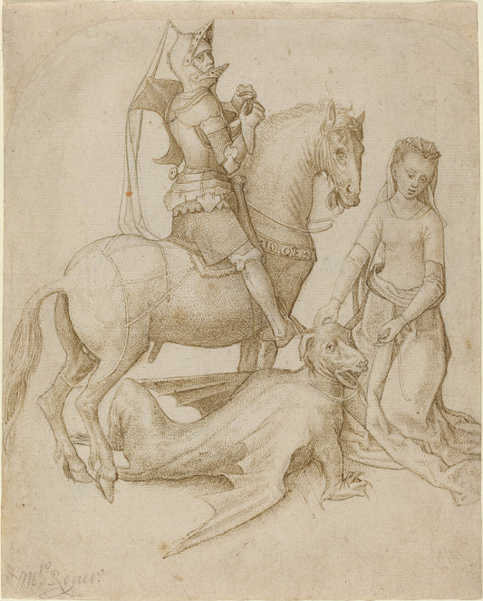 Saint George and the Dragon by Attributed to Hugo van der Goes (Netherlandish, c. 1440 - 1482), 16X12"(A3)Poster Print