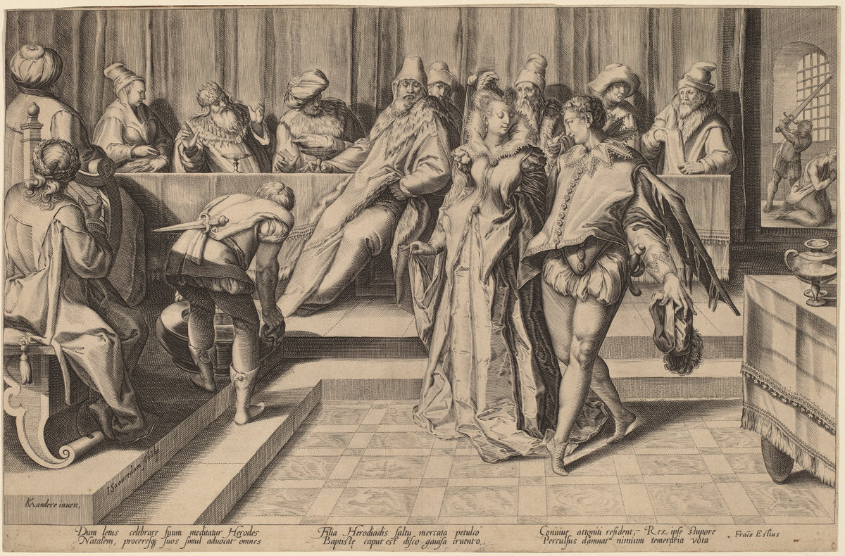 Salome Dancing Before Herod by Jan Pietersz Saenredam, after Karel van Mander I (Dutch, 1565 - 1607), 16X12"(A3)Poster Print