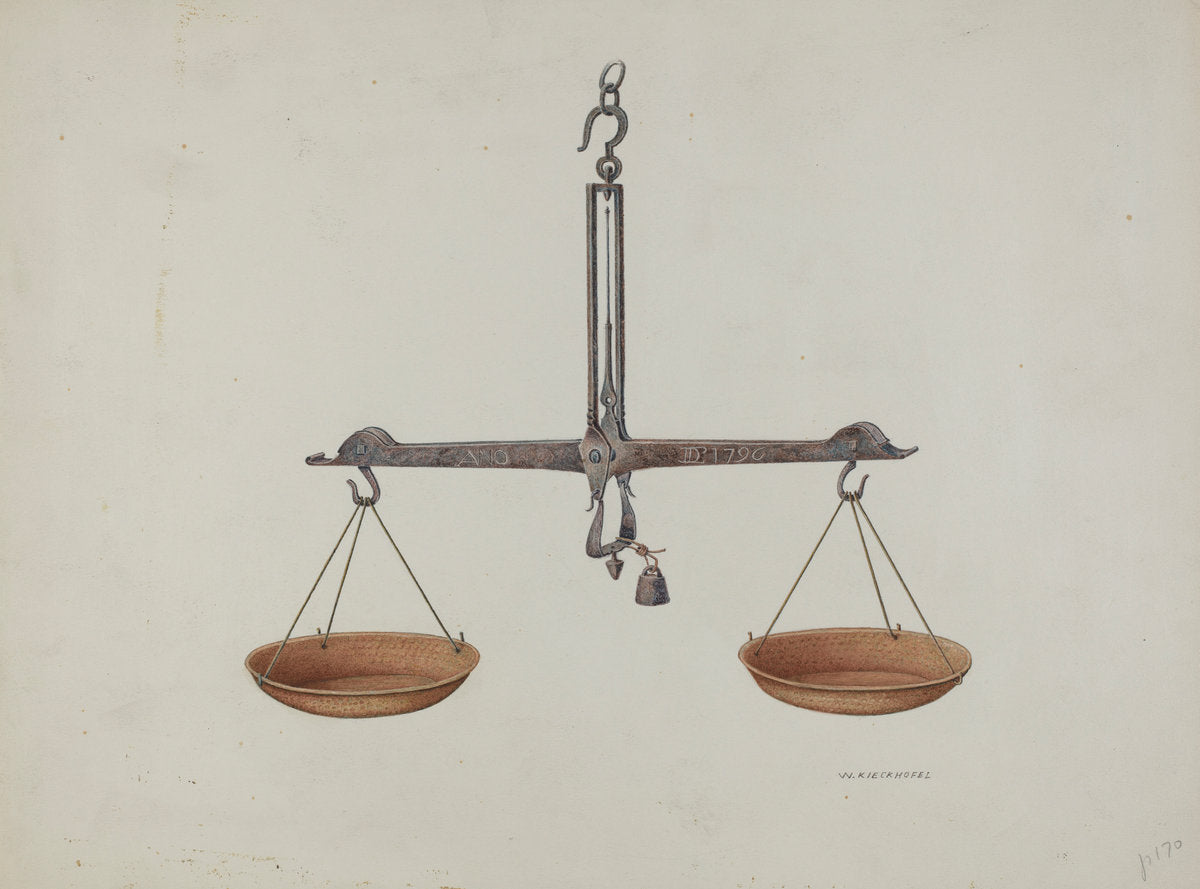 Balance Scales by William Kieckhofel (American, active c. 1935), 16X12"(A3)Poster Print