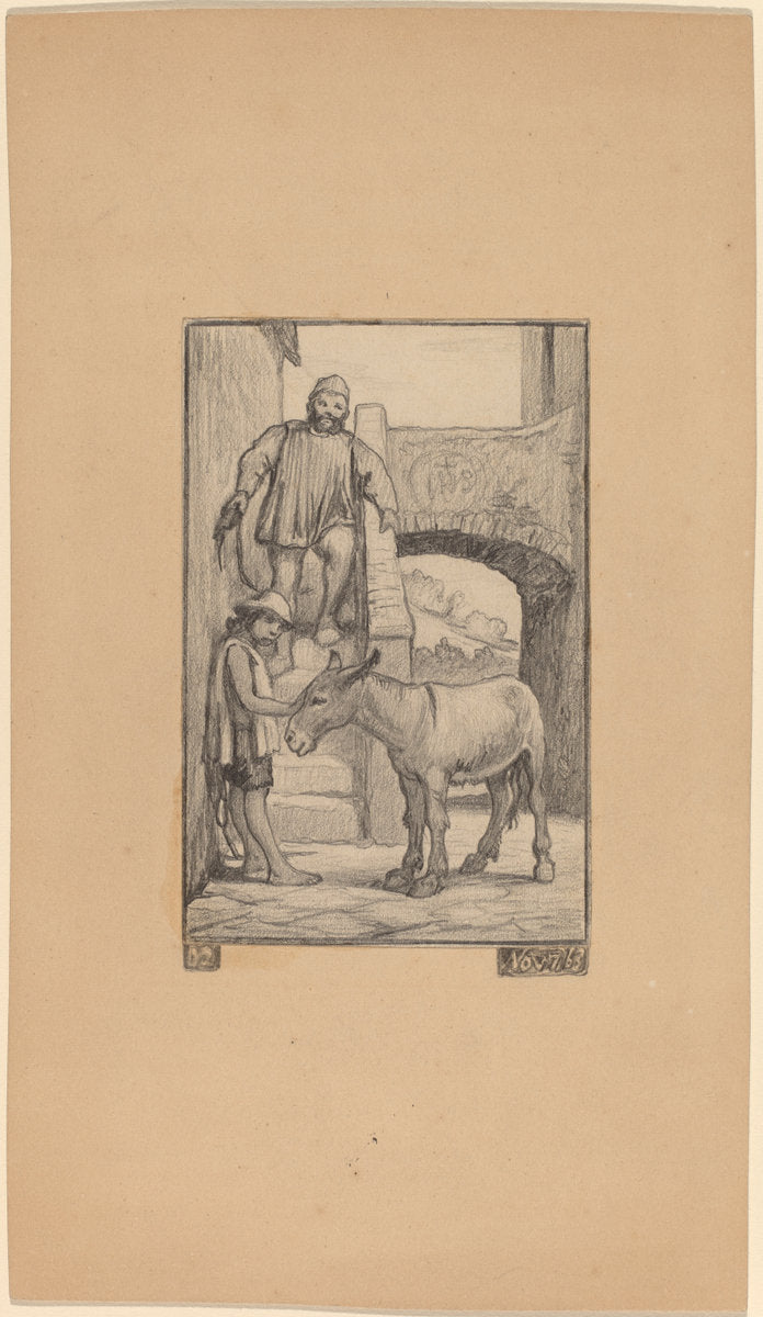 The Son and the Donkey by Elihu Vedder (American, 1836 - 1923), 16X12"(A3)Poster Print