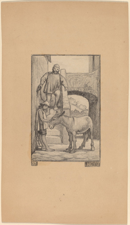 The Son and the Donkey by Elihu Vedder (American, 1836 - 1923), 16X12"(A3)Poster Print