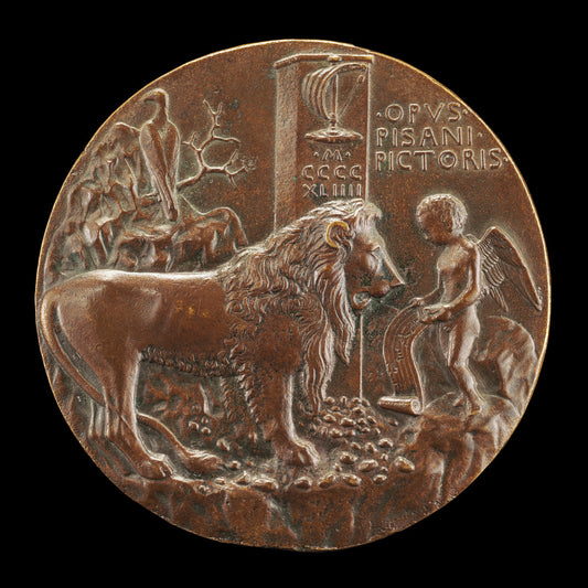 Lion Being Taught by Cupid to Sing [reverse] by Pisanello (Veronese, c. 1395 - 1455), 16X12"(A3)Poster Print