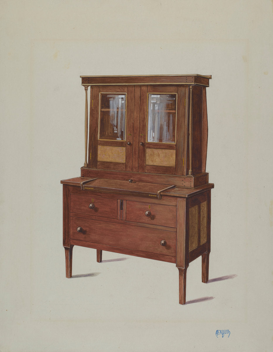Secretary Bookcase by Rex F. Bush (American, active c. 1935), 16X12"(A3)Poster Print