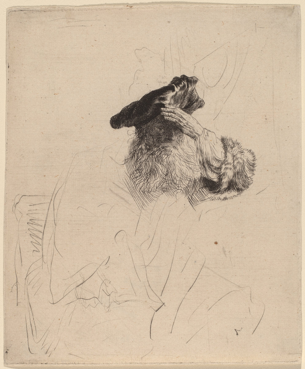 Old Man Shading His Eyes with His Hand by Rembrandt van Rijn (Dutch, 1606 - 1669), 16X12"(A3)Poster Print