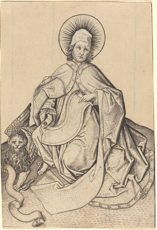 Saint Mark by Master E.S. (German, active c. 1450 - active 1467), 16X12"(A3)Poster Print
