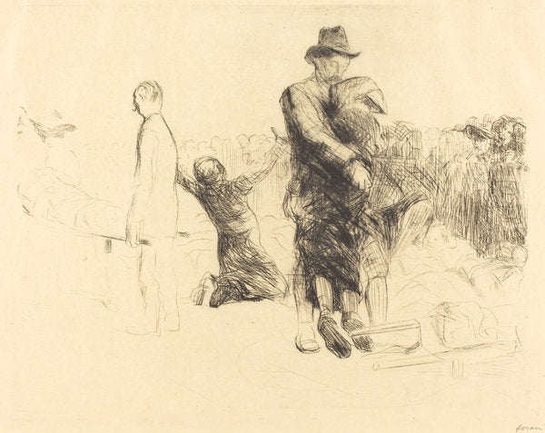 Lourdes, Transport of the Paralyzed by Jean-Louis Forain (French, 1852 - 1931), 16X12"(A3)Poster Print
