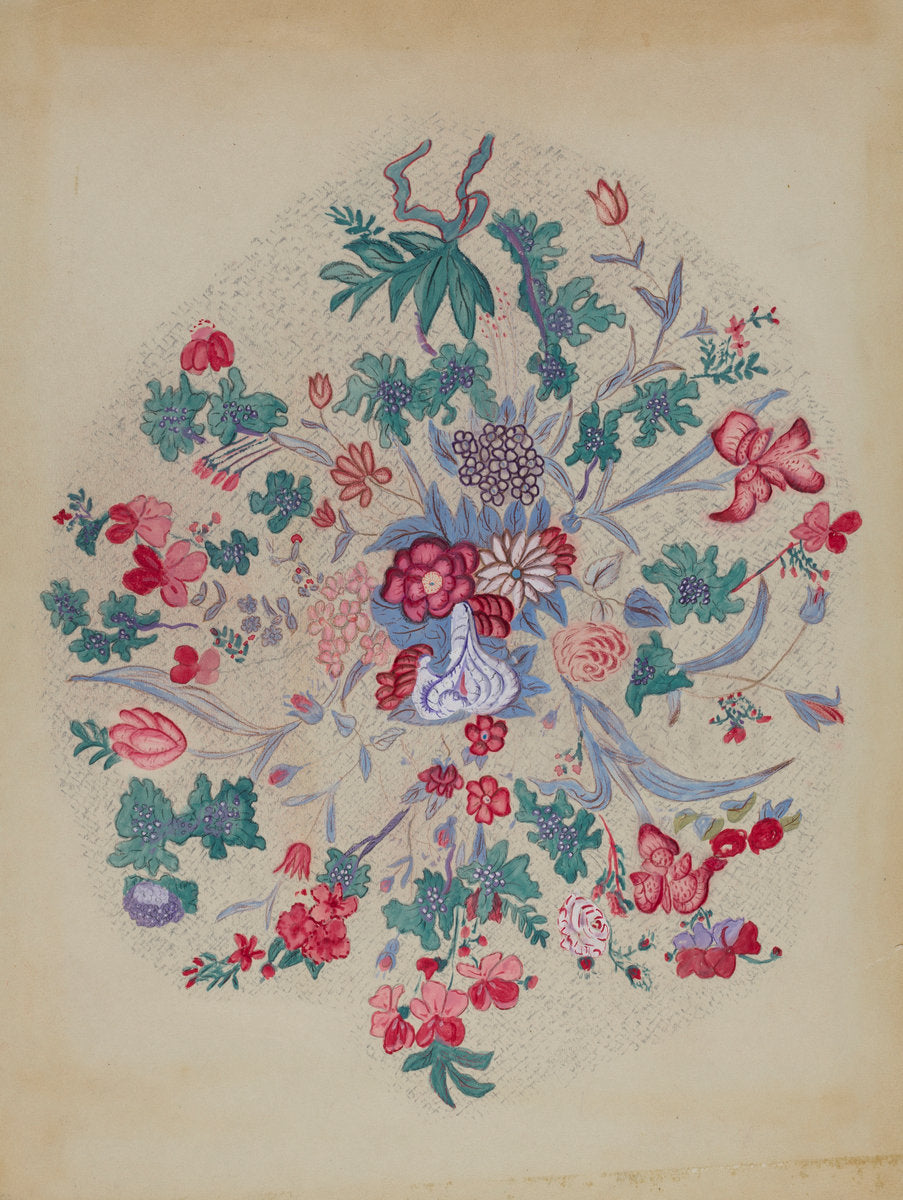 1935/1942 by American 20th Century (Detail from Appliqued Quilt), 16X12"(A3)Poster Print