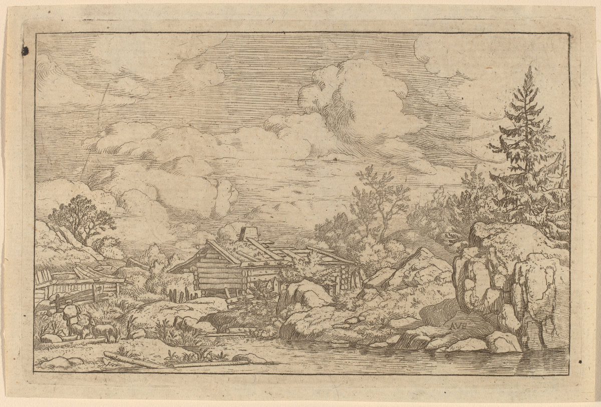 Three Goats at the River by Allart van Everdingen (Dutch, 1621 - 1675), 16X12"(A3)Poster Print