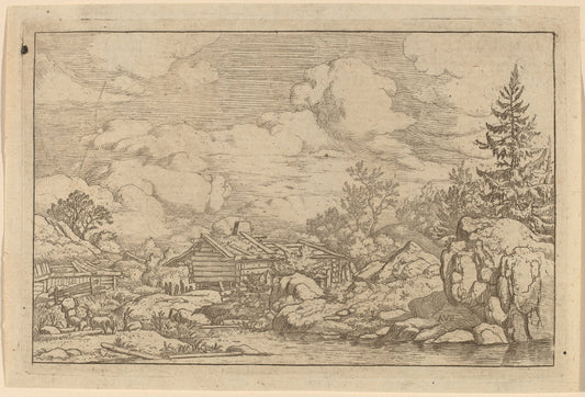 Three Goats at the River by Allart van Everdingen (Dutch, 1621 - 1675), 16X12"(A3)Poster Print