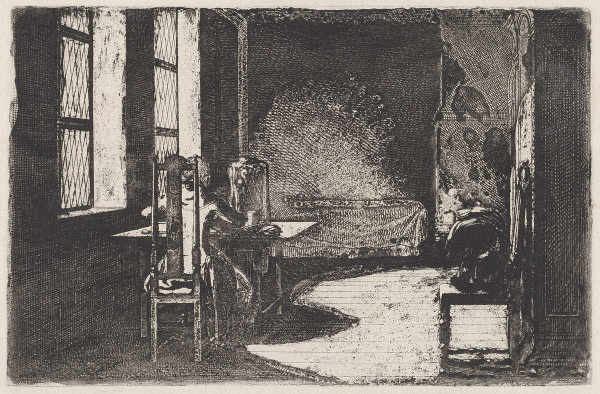 The Artist in His Mother's Room, Danzig by Daniel Nikolaus Chodowiecki (German, 1726 - 1801), 16X12"(A3)Poster Print