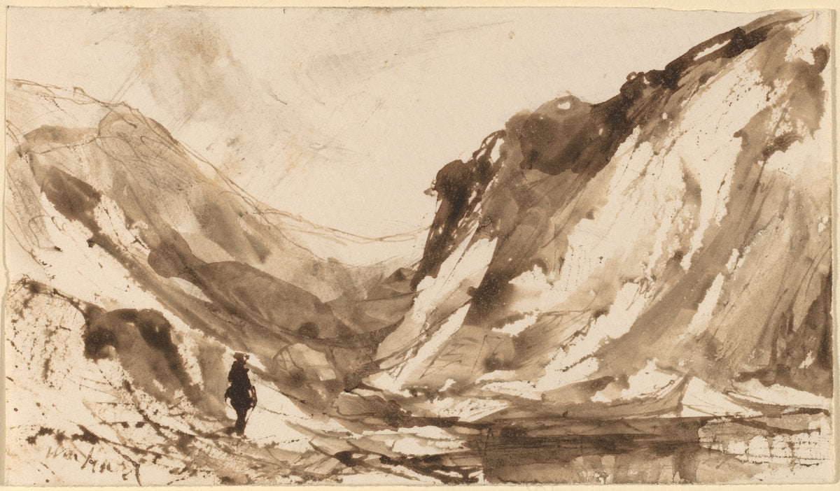 Deep Valley in Mountainous Landscape by William Hart (American, 1823 - 1894), 16X12"(A3)Poster Print