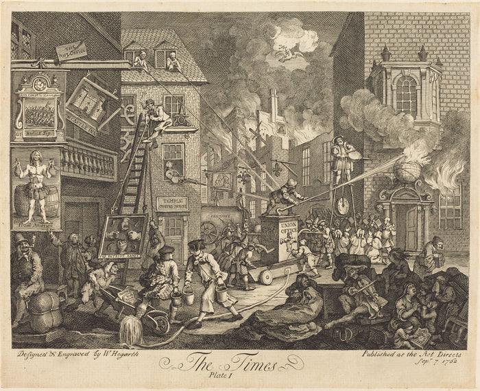 The Times, pl.1 by William Hogarth (English, 1697 - 1764), 16X12