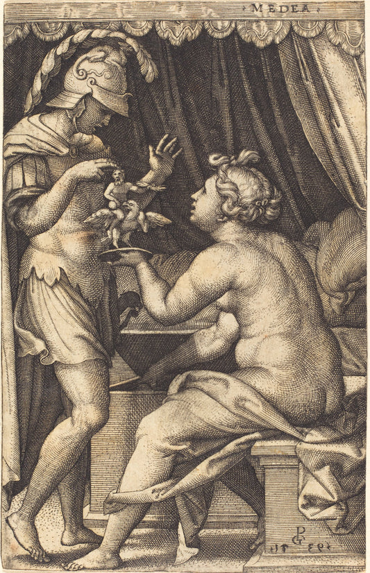 Medea Returning the Penates to Jason by Georg Pencz (German, c. 1500 - 1550), 16X12"(A3)Poster Print