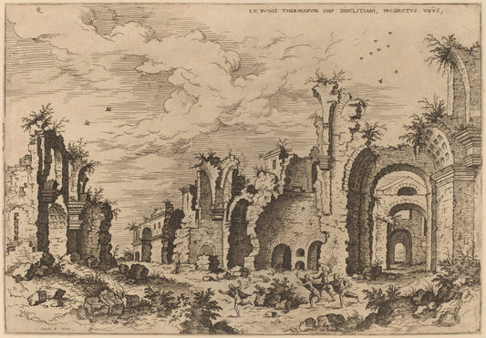 The Baths of Diocletian by Hieronymus Cock (Flemish, c. 1510 - 1570), 16X12"(A3)Poster Print