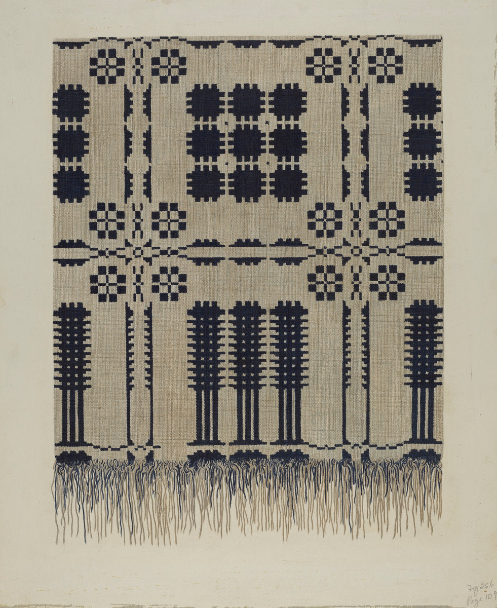 Handwoven Coverlet by Fred Hassebrock (American, active c. 1935), 16X12"(A3)Poster Print