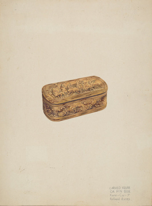 Carved Storage or Pin Box by Rolland Ayres (American, active c. 1935), 16X12"(A3)Poster Print