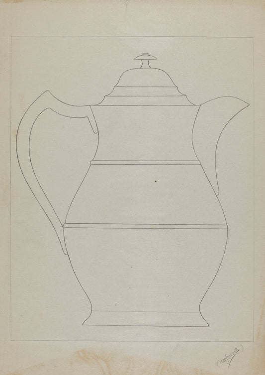 Covered Water Pitcher by Mario De Ferrante (American, active c. 1935), 16X12"(A3)Poster Print