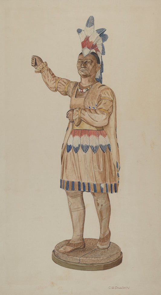 Cigar Store Indian by Clarence W. Dawson (American, active c. 1935), 16X12"(A3)Poster Print