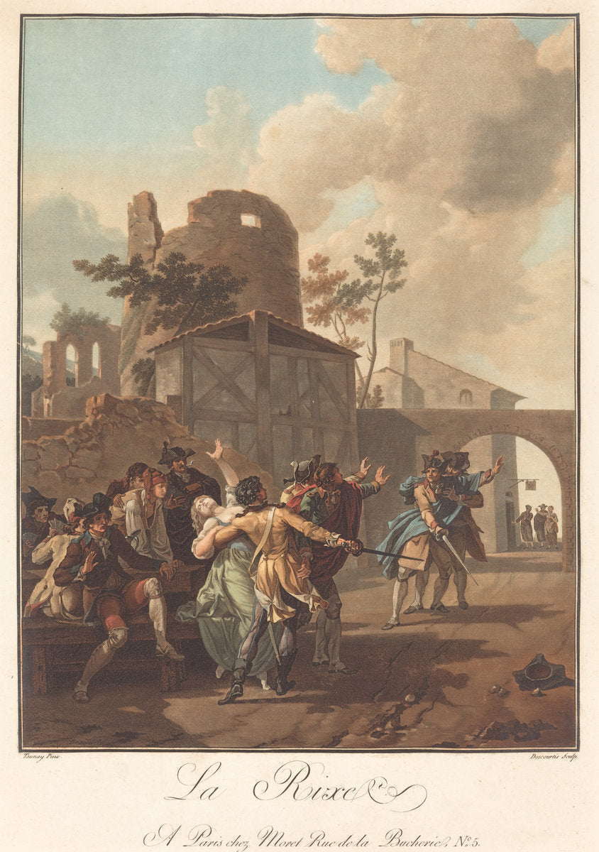 La Rixe (The Brawl) by Charles-Melchior Descourtis after Nicolas Antoine Taunay (French, 1753 - 1820), 16X12"(A3)Poster Print