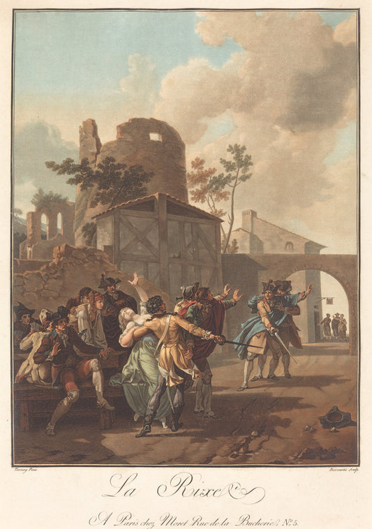 La Rixe (The Brawl) by Charles-Melchior Descourtis after Nicolas Antoine Taunay (French, 1753 - 1820), 16X12"(A3)Poster Print