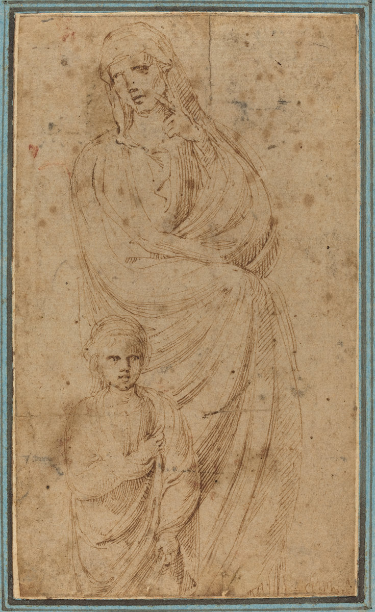 Two Figures by Girolamo da Carpi (Ferrarese, 1501 - 1556), 16X12"(A3)Poster Print