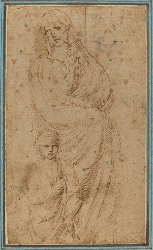 Two Figures by Girolamo da Carpi (Ferrarese, 1501 - 1556), 16X12"(A3)Poster Print