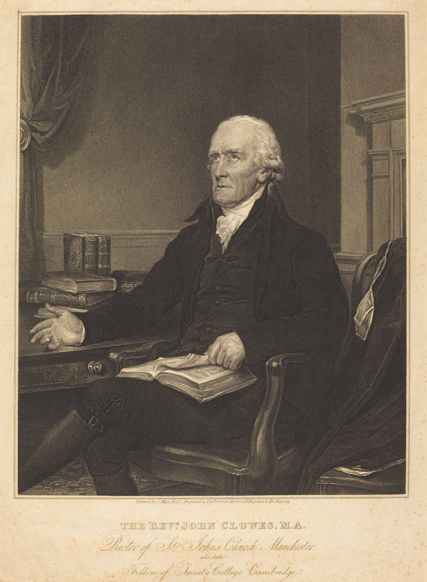 Rev. John Clowes by Edward Scriven after Joseph Allen (British, 1775 - 1841), 16X12"(A3)Poster Print
