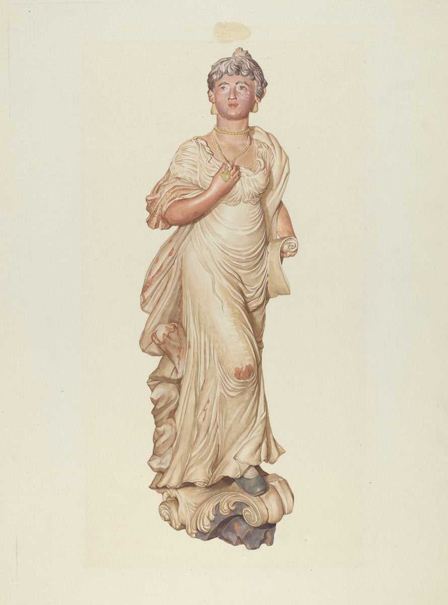 Figurehead from the Sloop "Postmaster" by Elizabeth Moutal (American, active c. 1935), 16X12"(A3)Poster Print