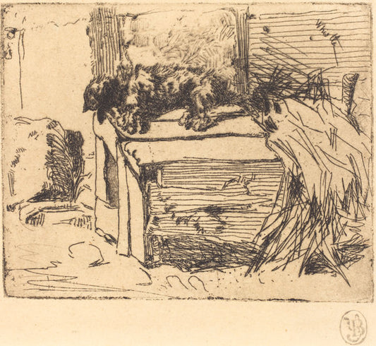 The Dog on the Kennel by James McNeill Whistler (American, 1834 - 1903), 16X12"(A3)Poster Print
