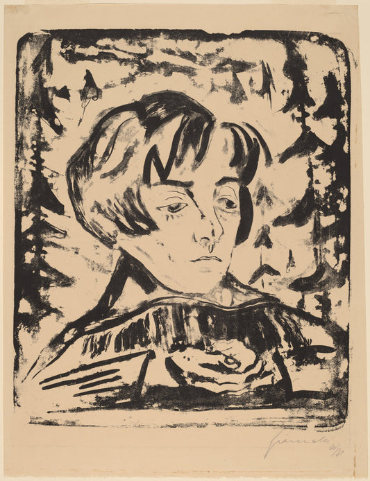 Listening by Walter Gramatté (German, 1897 - 1929), 16X12"(A3)Poster Print