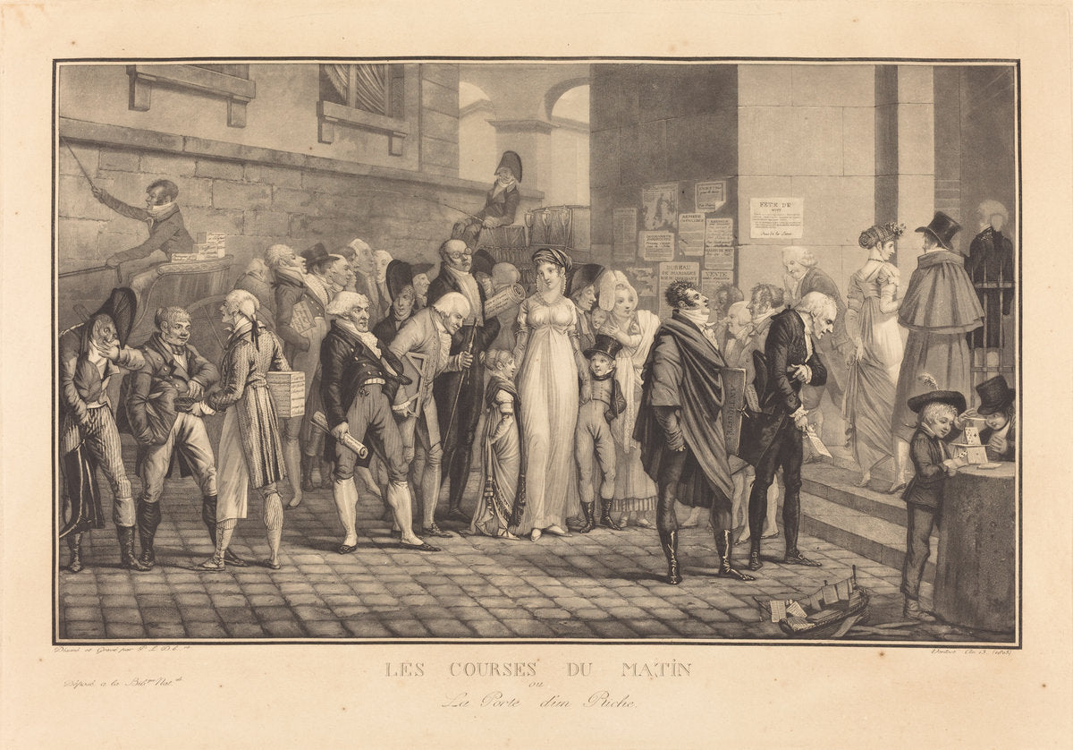 Les Courses du Matin, ou la Porte d'un Riche by Philibert-Louis Debucourt (French, 1755 - 1832), 16X12"(A3)Poster Print
