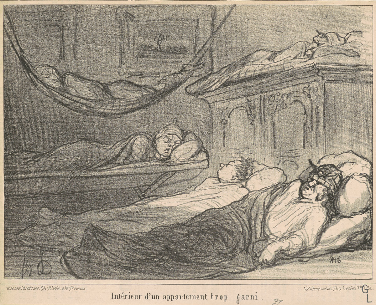 L'Interieur d'un appartement trop garni... by Honoré Daumier (French, 1808 - 1879), 16X12"(A3)Poster Print