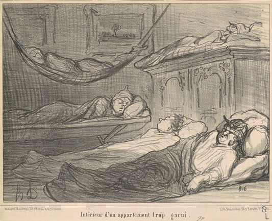 L'Interieur d'un appartement trop garni... by Honoré Daumier (French, 1808 - 1879), 16X12"(A3)Poster Print