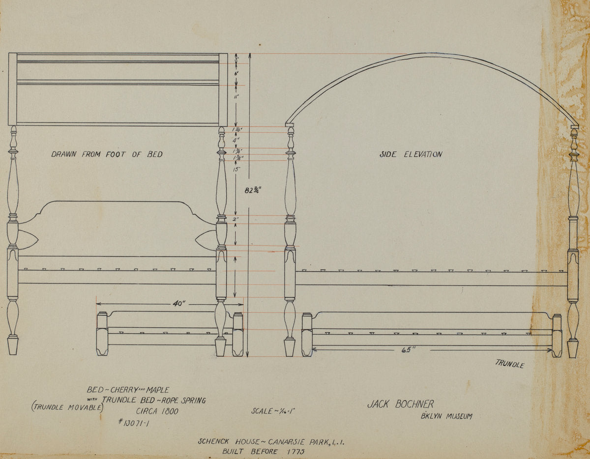 Bed and Trundle Bed by Jack Bochner (American, active c. 1935), 16X12"(A3)Poster Print