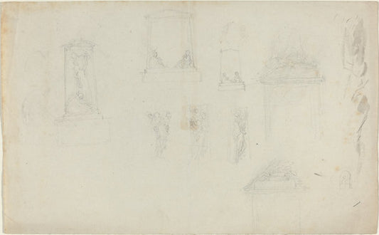 Studies for a Monument by John Flaxman (British, 1755 - 1826), 16X12"(A3)Poster Print