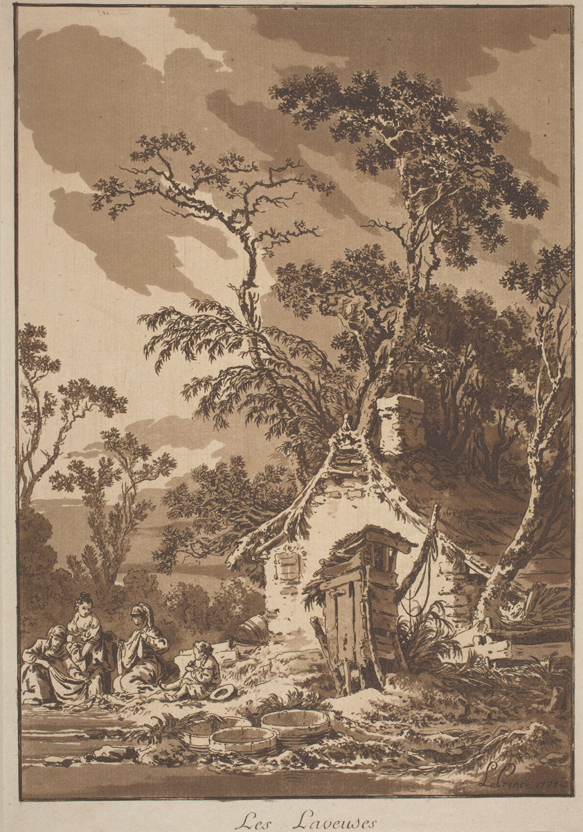Les Laveuses (Laundresses) by Jean-Baptiste Le Prince (French, 1734 - 1781), 16X12"(A3)Poster Print