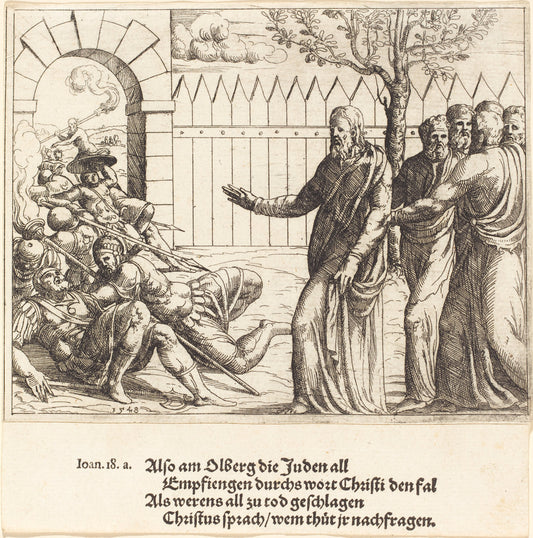 Jesus Identifies Himself before the Arrest by Augustin Hirschvogel (German, 1503 - 1553), 16X12"(A3)Poster Print