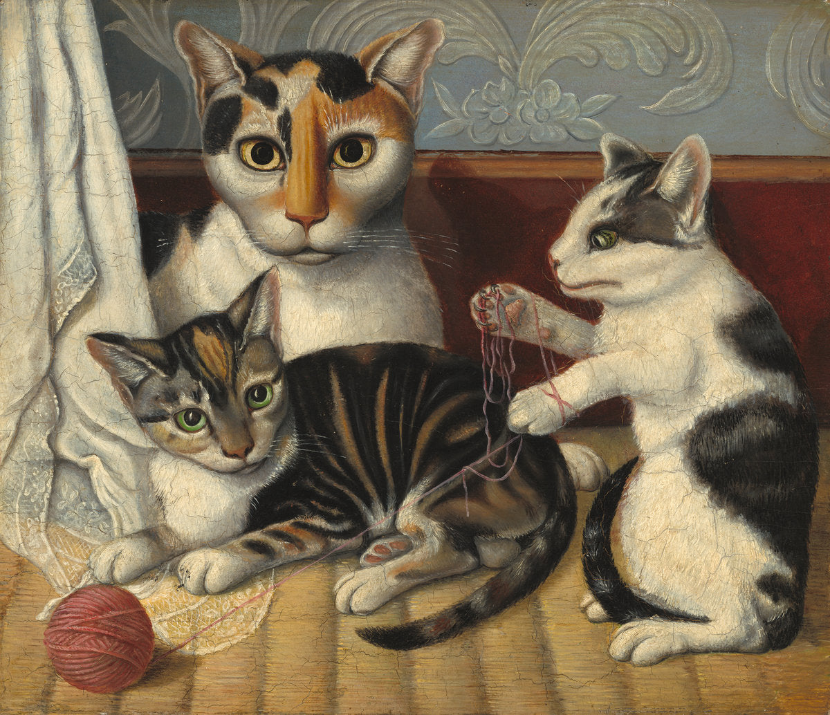 c. 1872/1883 by American 19th Century (Cat and Kittens), 16X12"(A3)Poster Print
