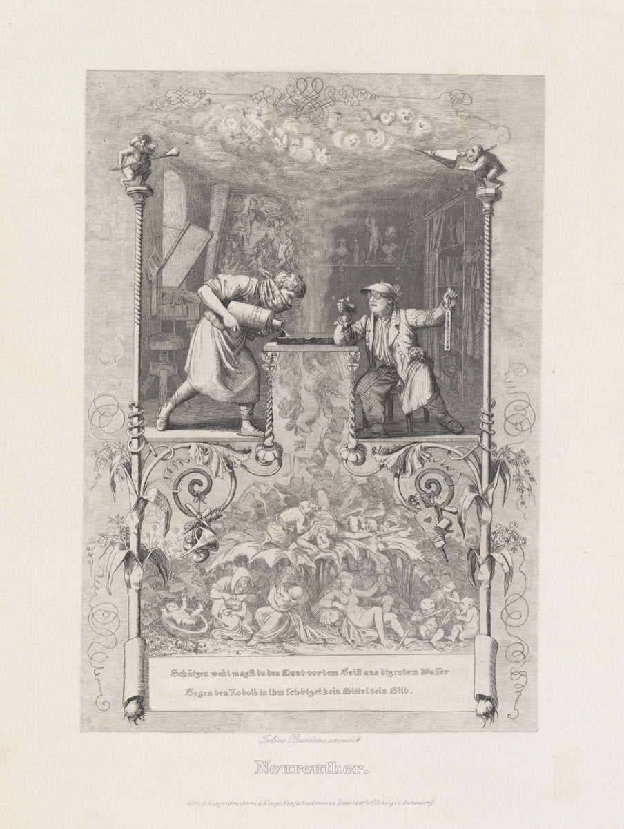 Neureuther (Self-Portrait in the Etching Studio) by Eugen Napoleon Neureuther (German, 1806 - 1882), 16X12"(A3)Poster Print