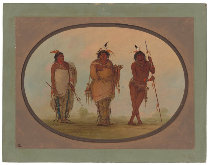 Three Yumaya Indians by George Catlin (American, 1796 - 1872), 16X12