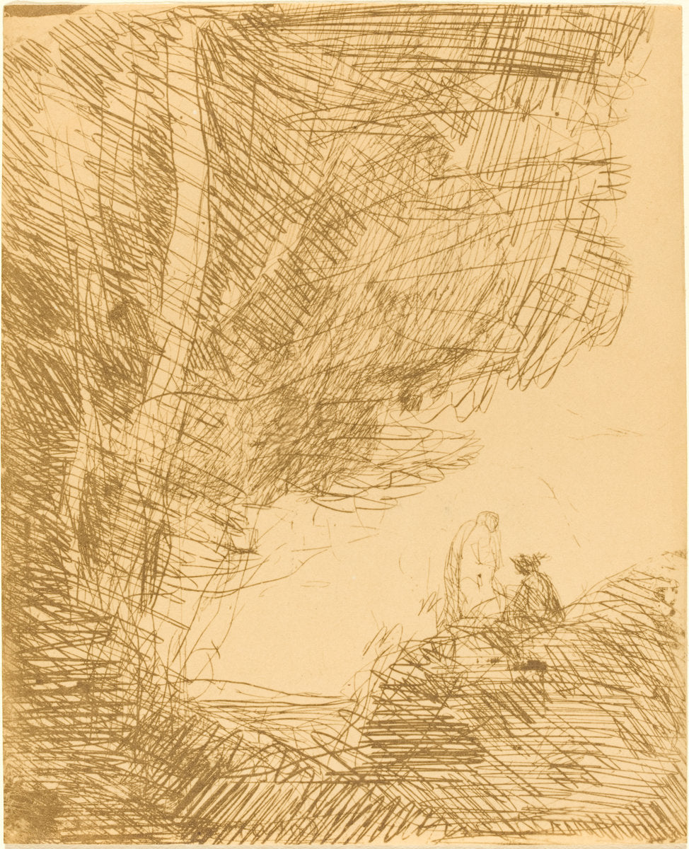 The Poet and His Muse (Le Poete et la muse) by Jean-Baptiste-Camille Corot (French, 1796 - 1875), 16X12"(A3)Poster Print