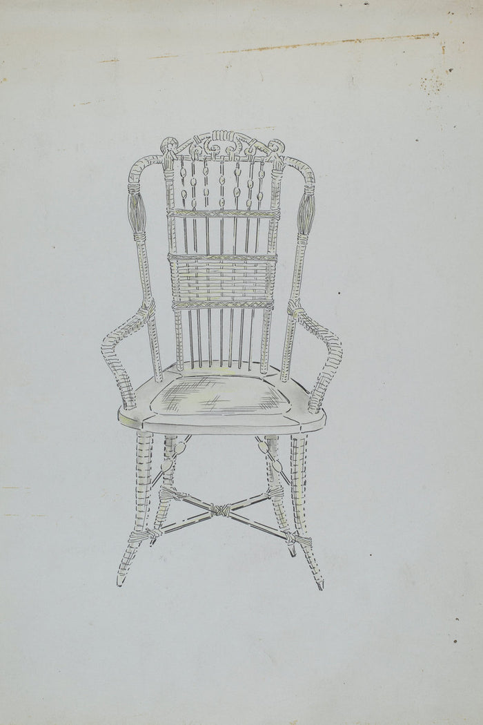 Chinese Cane Chair by Sebastian Simonet (American, active c. 1935), 16X12